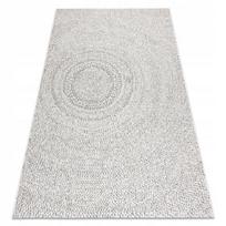 Plokščiai austas kilimas su ratais 80x150 cm, kreminis/pilkas