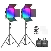 Neewer 660 PRO RGB LED studijos komplektas, dvi 50 W 3200–5600 K lempos + trikojai + varteliai