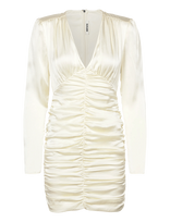 ROTATE - Satin Mini Gathered Dress - Trumpa suknelė - Balta