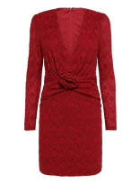 ROTATE - Lace V-Neck Mini Dress - Trumpa suknelė - Raudona