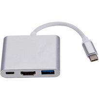RoGer Multimedia Adapter Type-C to HDMI (4K @ 30Hz, 1080P @ 60Hz) + USB 3.0 Silver AD15640