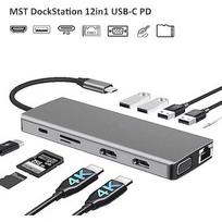 RoGer MST Dock Station 12in1 Lite USB-C to 2x HDMI / 4x USB3.0 / SD/TF / VGA / LAN RO-MST-12IN1-LITE