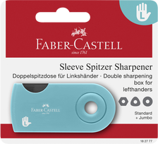 Drožtukas Faber-Castell Sleeve, su konteineriu, 2-jų skylučių, kairiarankiams, blisteryje