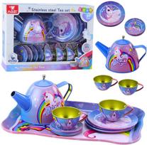 Lean Toys Vaikiškas metalinis arbatos servizas su vienaragio motyvais