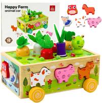 Lean Toys Medinis lavinamasis žaislas „Linksma ferma“ su varpeliais ir magnetiniais kirminais