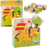 Lean Toys Medinė dėlionė su ūkio gyvūnais, 6 paveikslėliai