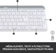 Klaviatūra Logitech Slim Belaidis rinkinys MK470, Baltas - CZ/SK
