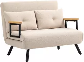Išskleidžiamas fotelis su 5 padėčių atlošu ir plieniniu rėmu, smėlinis, 102 × 73 × 81 cm