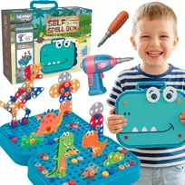 Dinozaurų kaladėlių ir varžtų „pasidaryk pats“ rinkinys WOOPIE