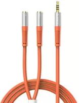Orico AX2-10 garso kabelis 3,5 mm minijack skirstytuvas ausinėms ir mikrofonui 1 m kabelis - oranžinis