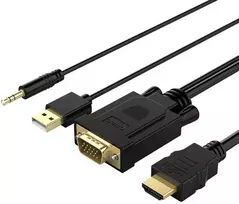 Orico XD-VATH VGA ir mini lizdo 3,5 mm į HDMI „Full HD 60 Hz“ kabelis su USB maitinimu 5 m - juodas