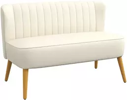 Dvivietė sofa su spyruokliniu pagrindu, kreminės baltos spalvos, 117 × 56,5 × 77 cm
