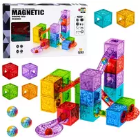 Lean Toys Magnetinis konstruktorius su kamuoliukų trasa, spalvotas, 5,5 × 5,5 cm, 33 vnt.