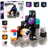 Lean Toys Magnetinės kaladėlės su kosmoso motyvais, 50 vnt.