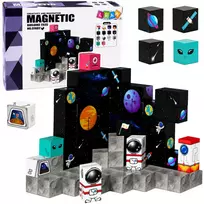 Lean Toys Magnetinių kaladėlių konstruktorius su kosmoso tema, 100 vnt.