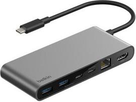 BELKIN Connect 8-in-1 USB-C Hub with two USB-C ports, silver (INC024hqSGY)