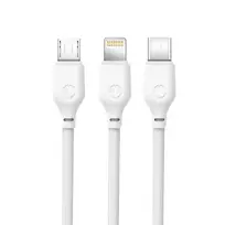 XO NB103 3-in-1 data transfer and charging cable | USB-A to Lightning, USB-C, Micro USB | 10.5W | 1m | white