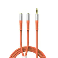 Orico AX2-10 audio cable 3.5mm minijack splitter for headphones and microphone 1m cable - orange