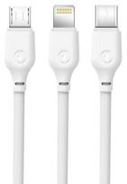 Laidas XO NB103, Micro USB/USB/Apple Lightning, 100 cm, balta sp.
