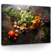 Virtuvinis paveikslas ant drobės PRIESKONIAI ŽOLELĖS didelis 120x80 cm
