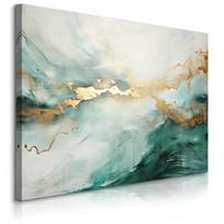 Drobė paveikslas svetainei, abstraktus žalias marmuras, Glamour stilius, 120x80