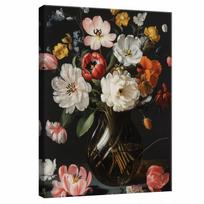 Modernus juodas gėlių motyvo paveikslas ant drobės 100x70 cm