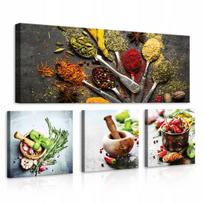 Wallarena 4 dalių paveikslų rinkinys virtuvei ir valgomajam Žolelės XXL 80x55 cm