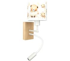Brilagi - lanksčioji LED lempa BOBO WOOD 1xE27/25W/230V + LED/3W ąžuolas/balta/meškiukai