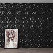 3D PVC sieninės plokštės Geometriniai deimantai matinės juodos 12 vnt 45 x 45 cm — svetainės sienų dekoras, pvc sienų danga, 3d dekoratyvinės plytelės, modernus interjero apdailos, vandeniui atsparios plokštės