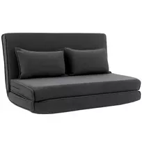 Grindų kėdė su atlošu, vagotinio audinio išlankstoma sofa svečiams, reguliuojamas atlošas, plati sėdimoji dalis, tamsiai pilka