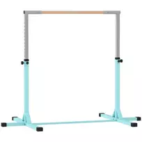 Gimnastikos skersinis, 13 lygių reguliuojamo aukščio, išlaiko iki 75 kg, plienas, buko mediena, šviesiai mėlynas