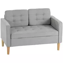 2 vietų sofa, sofa su daiktadėže, medinės kojos, minkšta sofa, dvivietė aksominė sofa svetainei, miegamajam, 117x 62 x 78 cm, šviesiai pilka