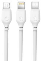 Laidas XO NB103, Micro USB/USB/Apple Lightning, 100 cm, balta sp.