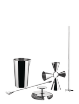 Alessi - Set: Mixing Glass, "Quadri Combo Jigger", Double, Mixing Spoon And "Baton Lélé" Stirrer - Plaktuvai ir kokteilių reikmenys - Sidabro