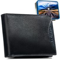 Didelė juoda odinė vyriška piniginė be išorinio užsegimo - Peterson