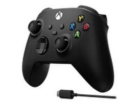Microsoft XBOX juodas bevielis valdiklis su USB-C laidu, skirtas PC, Xbox One, Android, iOS, Xbox Series S/X