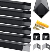 Aliuminio LED kampinis profilis juodas 6x1m rinkinys LED juostoms