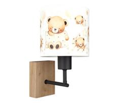 Brilagi - Sieninis šviestuvas BOBO WOOD 1xE27/25W/230V ąžuolas/juoda/balta/meškiukai