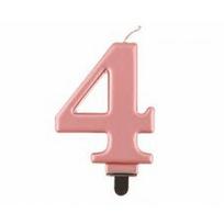 Gimtadienio žvakė numeris 4, metalinis rožinis auksas, 8,0 cm