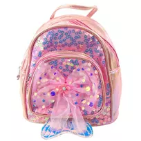 LEAN Vaikiška kuprinė su blizgučiais ir tiulio lankeliu Rožinė 20cm 3.8L