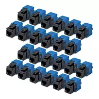 StarTech.com Cat6 Keystone Jack 24-Pack - RJ45 Ethernet Keystone Coupler, UTP, 180-Degree, Tool-less, Black/Blue, 10GBase-T