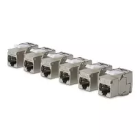 StarTech.com Cat8 Keystone Jack modulis 6 vnt. pakuotėje RJ45 Ethernet kištukinė jungtis, UTP Cat8 sieninis lizdas, 180 laipsnių, beįrankis, plokščias, sidabrinis, RJ-45, moteriška, 25/40GBase-T