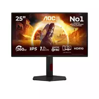 AOC Gaming 25G4ZR - 25 colių Full HD monitorius, 260 Hz Overclocked, 1 ms, G-Sync Compatible, HDR10 (1920x1080, 2x HDMI 2.0, DP 1.4) Juoda/Raudona