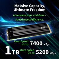AGI TECHNOLOGY 1TB SSD M.2 NVMe PCIe Gen4x4 - 7400MB/s Read, 5200MB/s Write, 750TBW