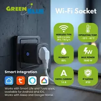 GreenBlue nuotoliniu būdu valdomas WiFi kištukinis lizdas GB735 B