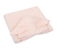 Vaikiškas vaflinės medvilnės vonios pončas su gobtuvu ir kišene 70 × 60 cm PINK