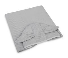 Vaikiškas vaflinės medvilnės vonios pončas su gobtuvu ir kišene 70 × 60 cm GREY