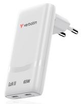 Verbatim 32355 Fold 'n' Go GaN Įkroviklis 65W 2-Port, USB-C, EU Plug, Balta