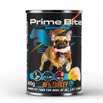PRIME BITE Monoprotein Turkija su moliūgu – šlapi šunų ėdalas – 400g
