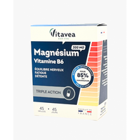 Vitavea Magnis + vitaminas B6, 45 augalinės kilmės kapsulės
